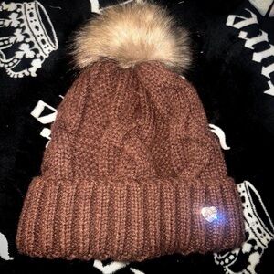 Juicy Couture Black and Brown Knit Beanie